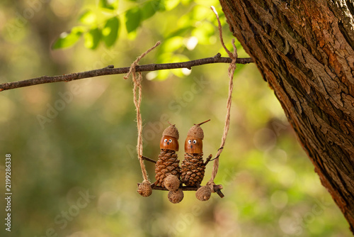 Handmade Woodland Arrangement with Nuts, Cones and Vibrant Fall Leaves