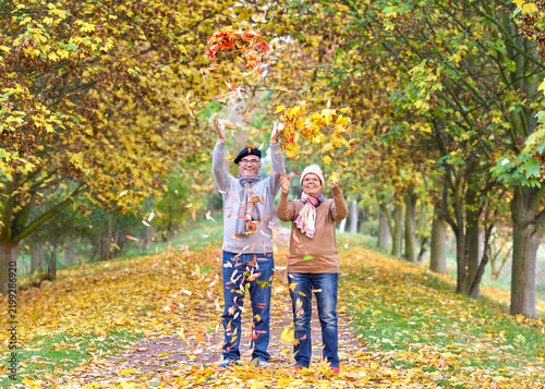Couple Enjoying Love, Freedom and Happiness During an Autumn Walk