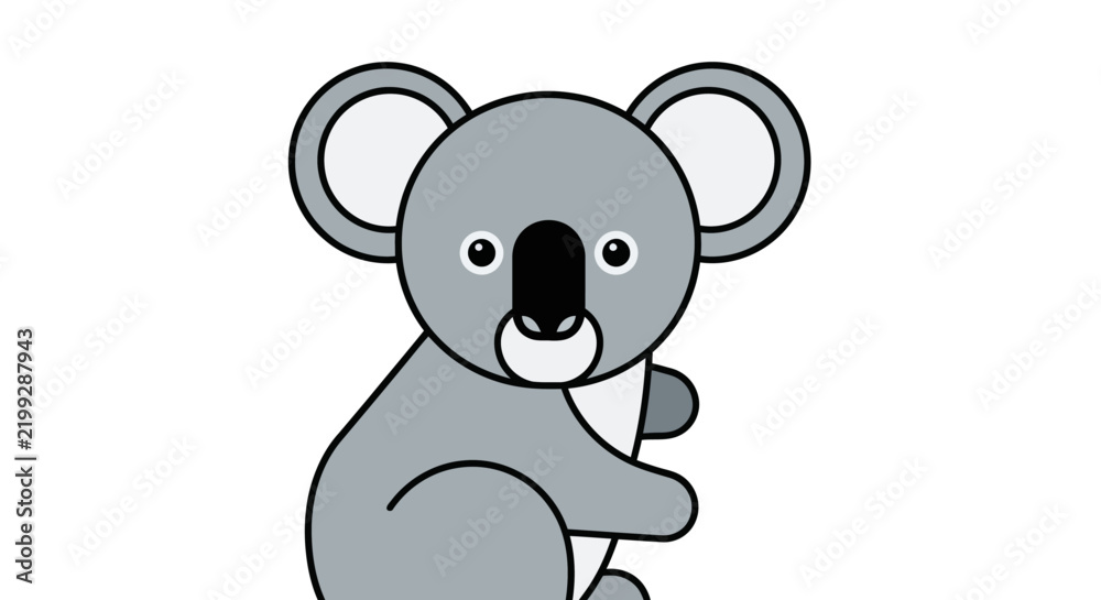 Fototapeta premium Cute Cartoon Koala Illustration, Adorable Australian Wildlife Character, Simple Flat Design