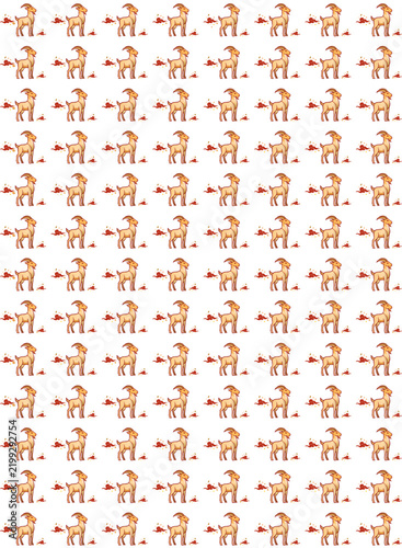 Pattern featuring a golden goat and oriental-style clouds—for the 2027 Chinese New Year—set against a white background.