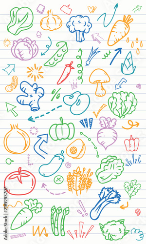 Hand Drawn Fresh Vegetable Notebook Paper Backgroun