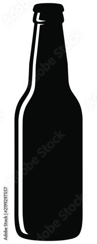 Black silhouette of a glass beer bottle
