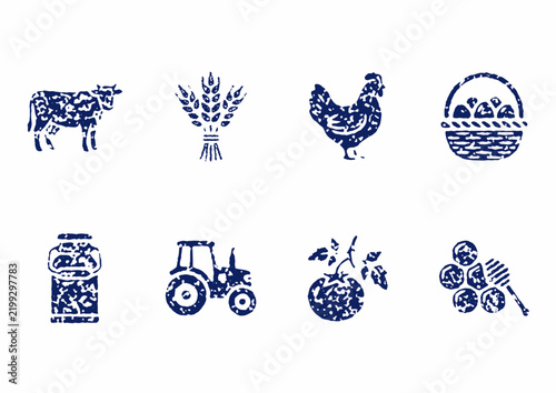 Stamp style farmer products small icons
