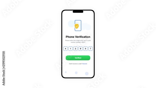 Smartphone screen displaying a secure phone verification mobile application interface with numeric code input fields being filled sequentially