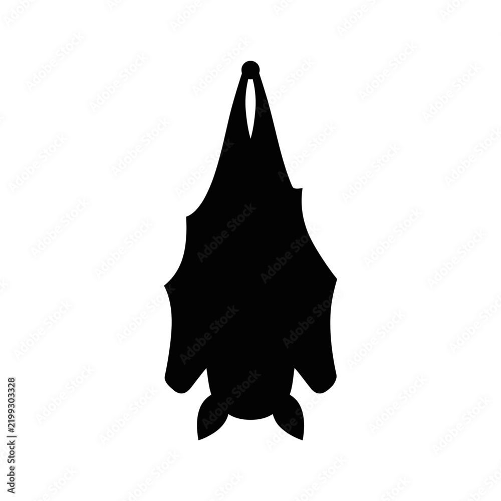 Obraz premium Black hanging bat silhouette vector illustration icon