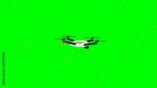 Modern Quadcopter Drone Flying on Green Screen Background