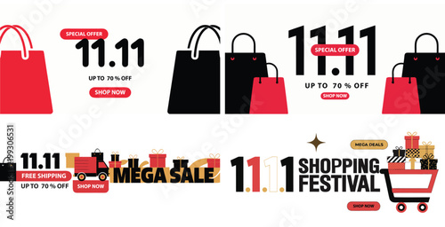 11.11 Shopping Sale Banner Template Set