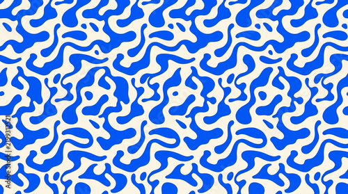 Blue Abstract Wavy Seamless Organic Pattern Background