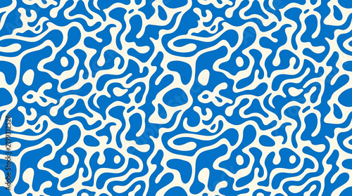 Blue White Abstract Liquid Seamless Pattern Background