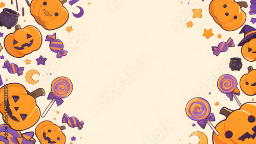 Naklejka ハロウィンのキャンディ柄パターン、ポップで甘い質感、お菓子販促広告向け