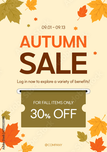 Autumn Fall Leaves Seasonal Promotion Banner Template