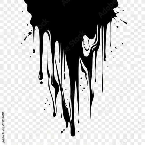 Vertical Black Ink Drip Effect with Grunge Splash Texture