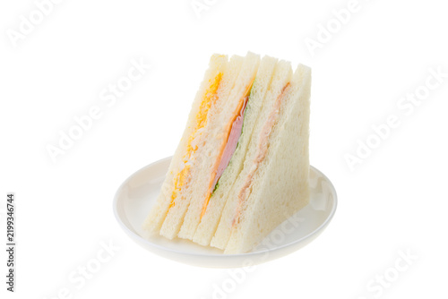 Naklejka お皿のに乗せた美味しそうなサンドイッチ