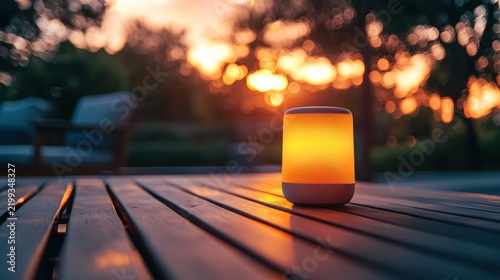 Warm lantern sunset patio