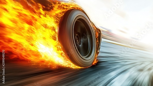 Flaming racing car
