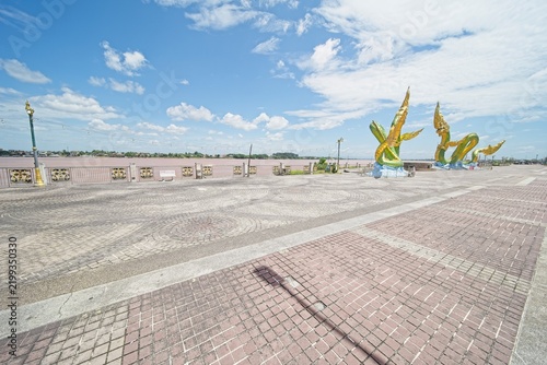 the naga statue at nong khai, a city at mekong river in north est thailand.
