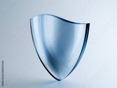 Translucent Layered Glass Shield Object with Elegant Curves