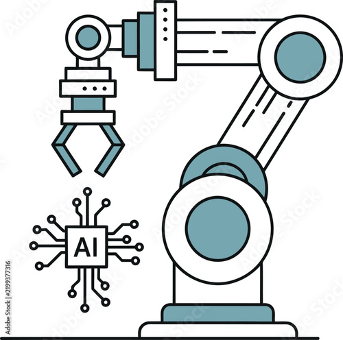Robotic arm holding an ai computer chip