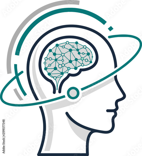 Artificial intelligence digital brain head icon