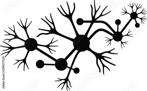 Black neuron brain cell network icon