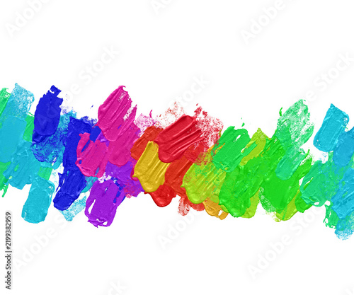 Canvastavla Colorful Paint Daub Brush Stroke Row on Black
