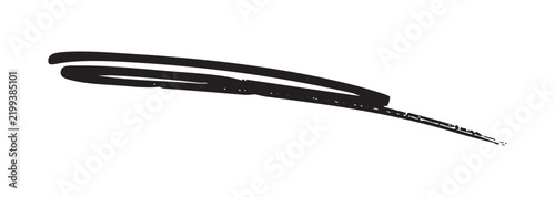 Black Hand Drawn Marker Underline Vector Line with Tapered Tail Isolated on White Background for Text Highlight and Title Accent