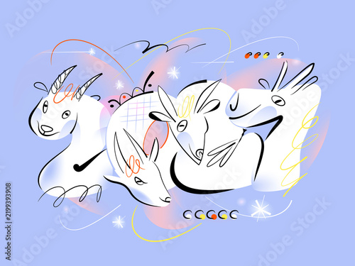 2027 numbers shaped like goats – concept of Year of the Goat