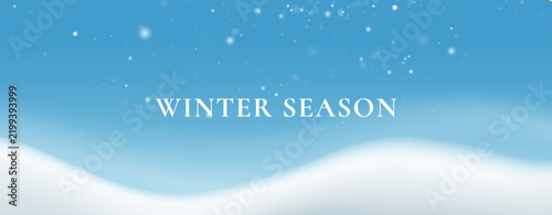 Winter Snowfall Background with Snowy Landscape and Copy Space