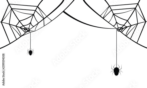 Halloween Spider Web Border Hanging Vector Illustration