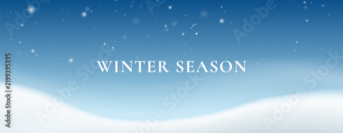 Winter Season Snow Background with Falling Snow and Soft Landscape