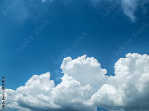 White clouds and a bright blue sky