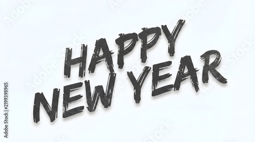 Happy New Year hand drawn lettering on a white background for festive celebrations