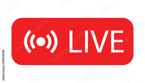 Red Broadcast Live Streaming Icon Vector Isolated on White Background for Online Video and Gaming Overlay Design