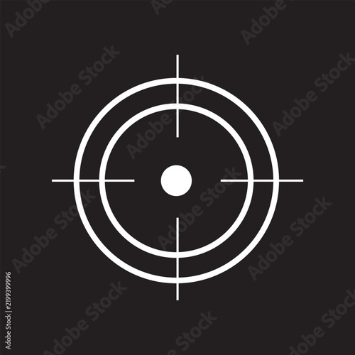 Target icon in simple outline style, shownwhite on dark.