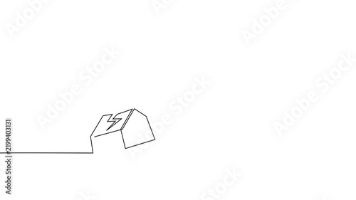 earthquake houses nature environmental impact one line 2d video animation clip art