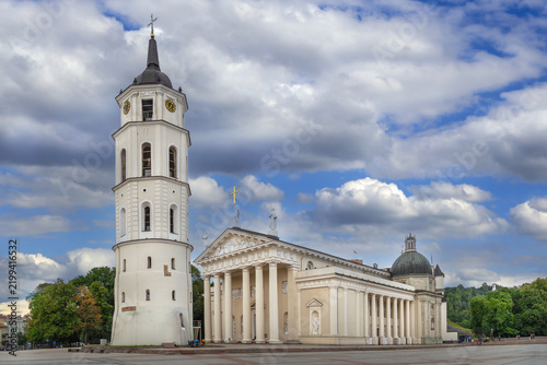 Bild auf Leinwand View of Vilnius Cathedral and the bell tower in Vilnius, Lithuania