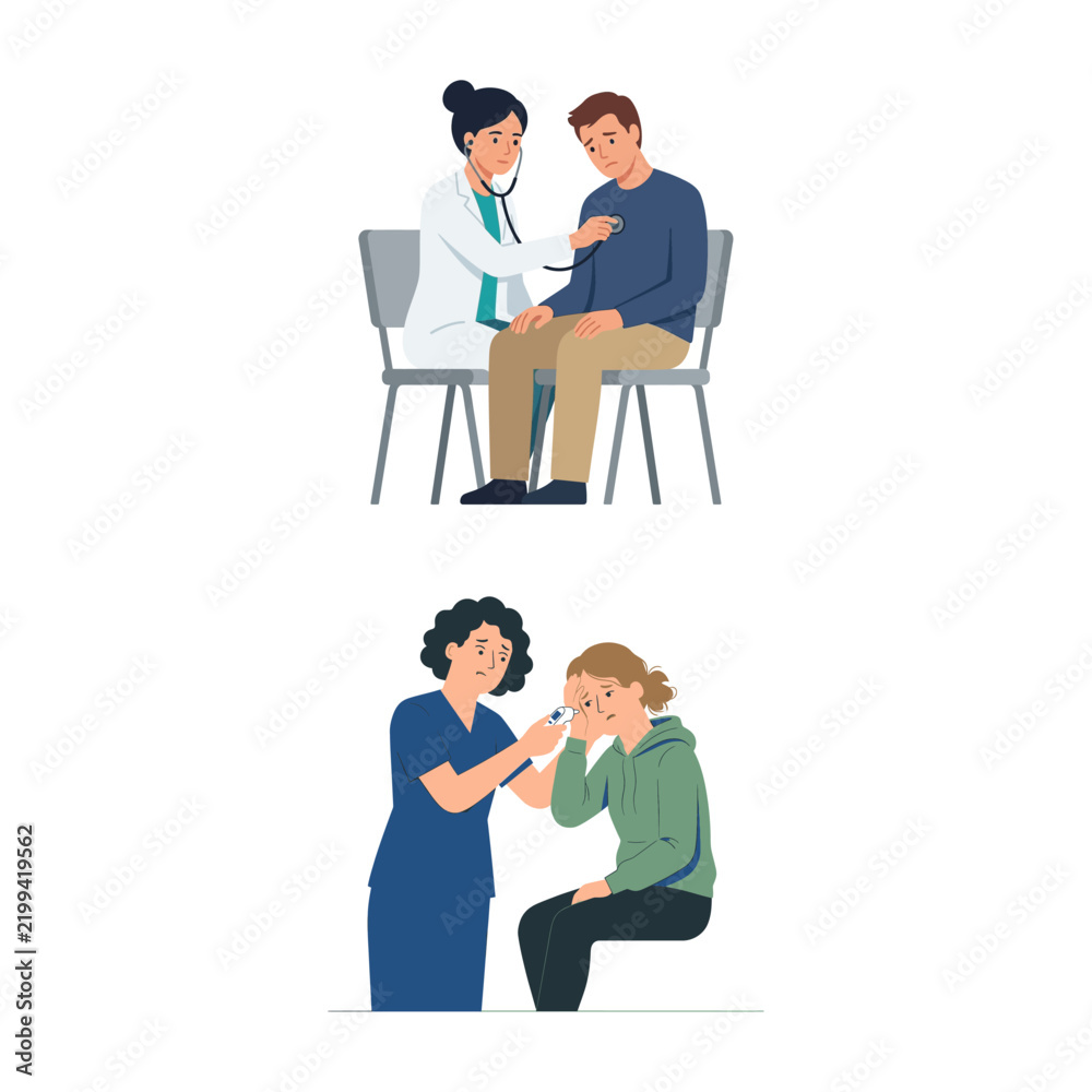 Fototapeta premium Physician Conducting Routine Medical Examinations on Patients in a Clinical Setting