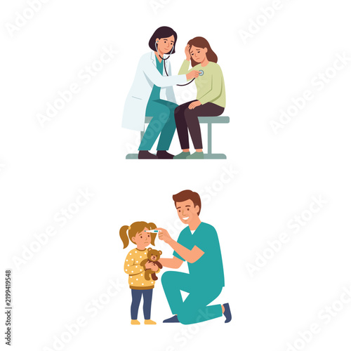 Professional Medical Staff Examining Young Patients During Clinical Health Checkup Appointments