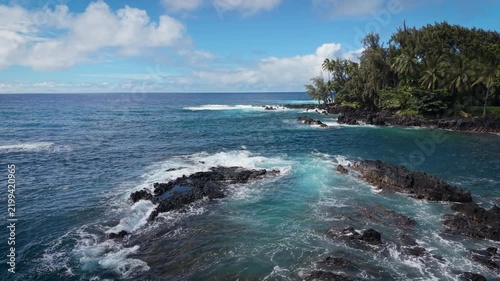 Scenic view of the rugged lava coast of Ke'anae Peninsula on Maui , Hawaii
