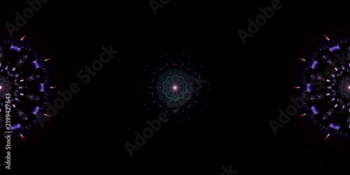 Mystical VR 360 mandala with radial sacred geometry in an equirectangular environment map, crafted for spiritual dome projection, metaverse immersion, animated VJ loops and HDRI spherical map