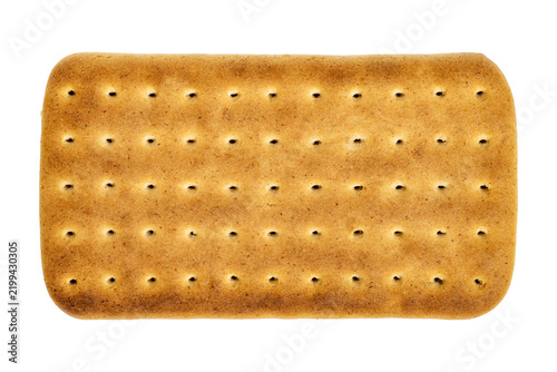 Quadro su tela Golden baked crispbread cracker with evenly perforated surface isolated backgrou