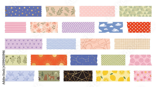 Pastel Washi Tape Collection with Stars Dots and Florals PNG Photo - washi tape, pastel tape, decorative tape, craft tape, scrapbook tape, star pattern tape, polka dot tape, floral tape, striped tape
