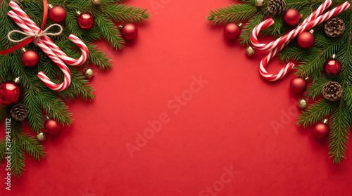 Festive Christmas Border Red Background, Merry Christmas Background