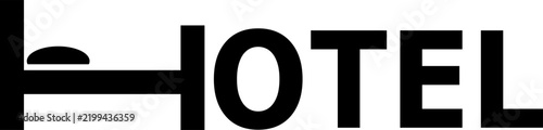 modern hotel logo with a bed symbol