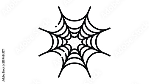 Decorative spider web line icon. Black cobweb outline and spooky Halloween vector symbol isolated on white background.