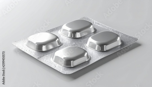 Obraz w ramie Empty silver aluminum blister pack