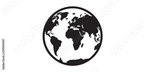 Black and white globe icon