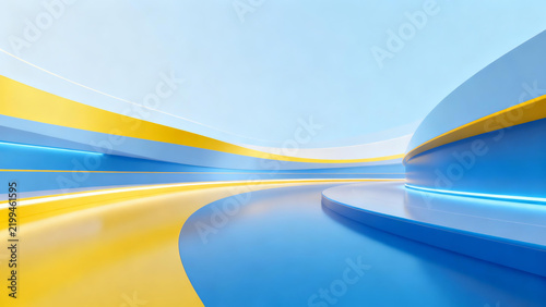 Abstract blue and yellow gradient technology background space