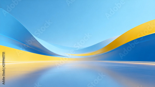 Blue and yellow gradient wavy lines abstract background design