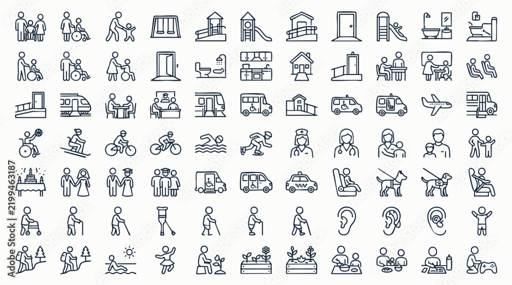 Obraz premium Collection Of Hand Drawn Stick Figure Icons For Design.